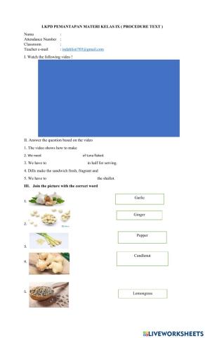 Vocabularies of Procedure Text