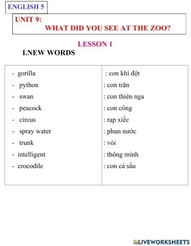 English 5- unit 9- lesson 1