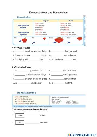 Demonstratives, possessives with 's
