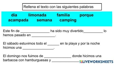 Rellenar texto con palabras