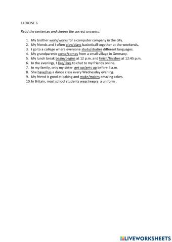 IE0, Unit 1, Vocabulary and Grammar, Exercise 6