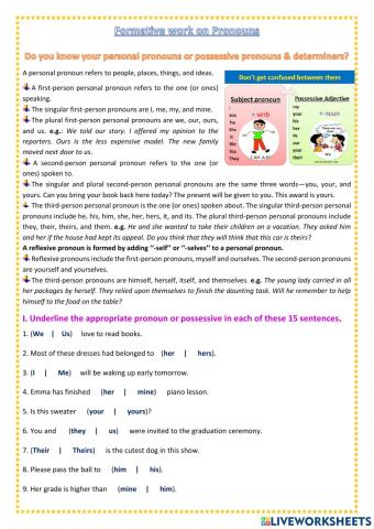 AET Formative work on Pronouns