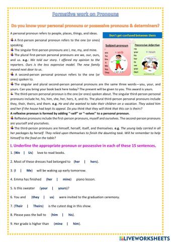 AET Formative work on Pronouns