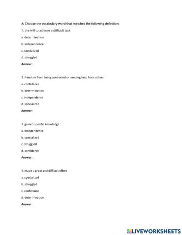 Reaching for the Moon- Vocabulary