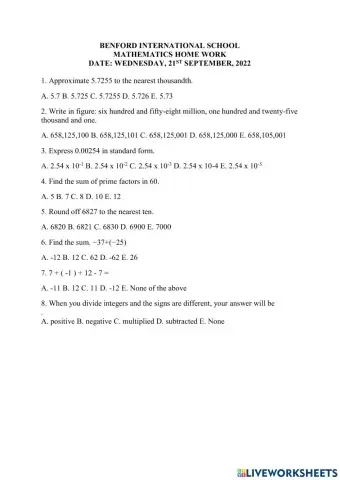 Directed number and place value