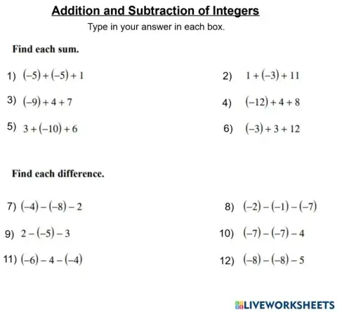 Adding - Subtracting Integers