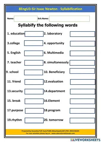 8EngU3-Sir Isaac Newton - syllabification