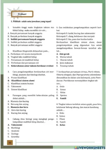 LKPD Interaktif Biologi Evaluasi Klasifikasi Makhluk Hidup