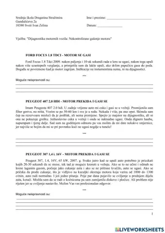 Nekontrolirano gašenje motora