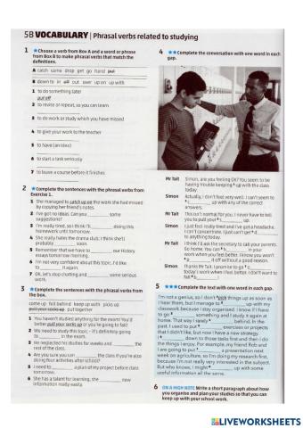 Phrasal verbs about studying