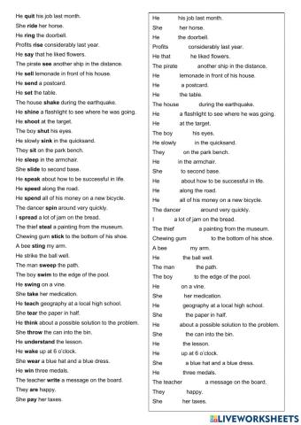 Irregular Verbs - Past Tense