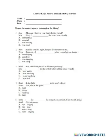Present Continuous Tense & Past Continuous Tense