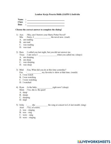 Present Continuous Tense & Past Continuous Tense