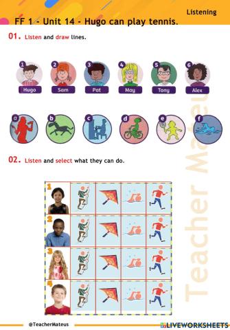 FF 1 - Unit 14 - Hugo can play tennis - Listening