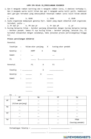 LKPD persilangan dihibrid