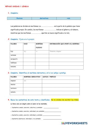 Morfemas sustantivos acentuación géneros literarios