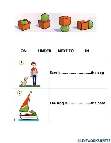 Grfs:preposition in on under next to