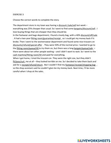 IE1, Unit 5, Vocabulary and Grammar, Exercise 3