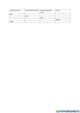 Irregular verbs test 1
