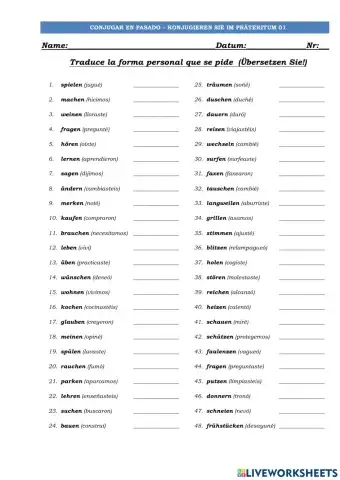 Conjugar en pasado 01