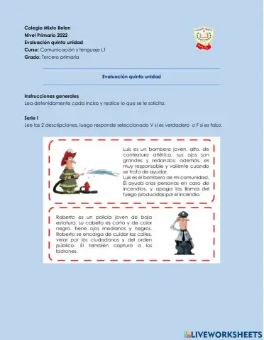 Evaluación CL1 - Quinto bimestre