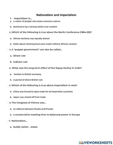 Nationalism and Imperialism