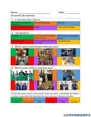 3D world job interest survey