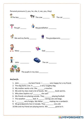 Personal pronouns-am-are-is
