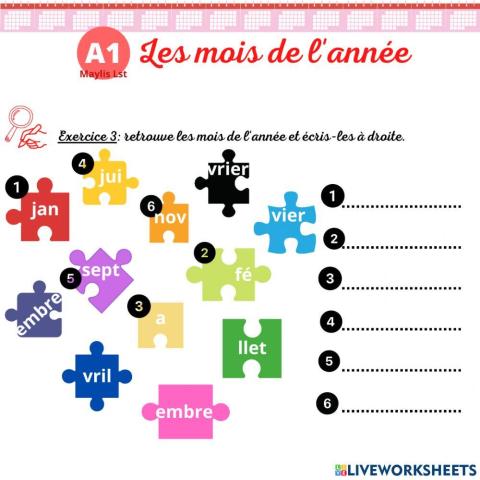 Les mois de l'année