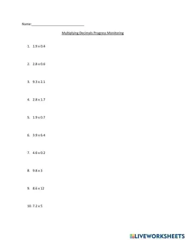 Multiplying Decimals