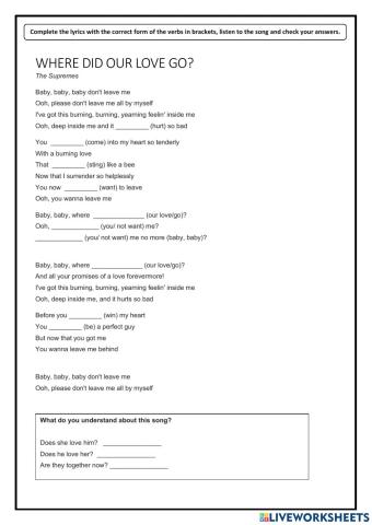 Song: Where did our love go?