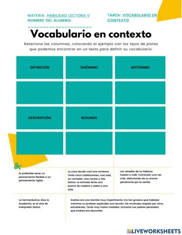 Vocabulario en contexto