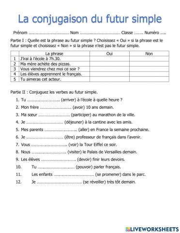 La conjugaison du futur simple