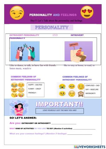 Personality and feelings