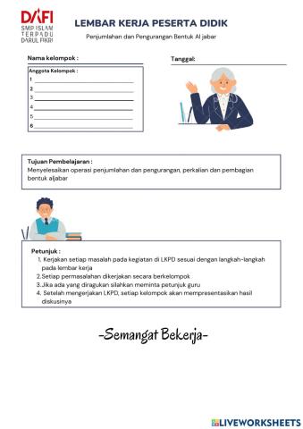 Penjumlahan dan Pengurangan Aljabar