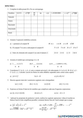 Nombres reals 1er BAT