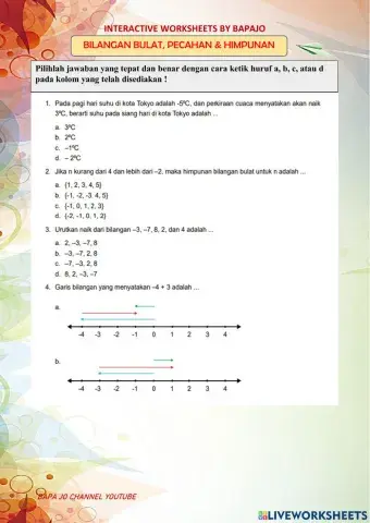 Bilangan bulat, pecahan, pangkat & himpunan