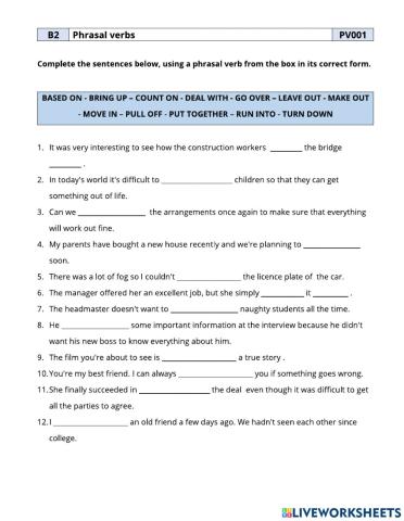 Phrasal verbs FCE part 1