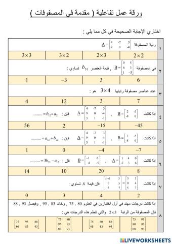 مقدمة في المصفوفات