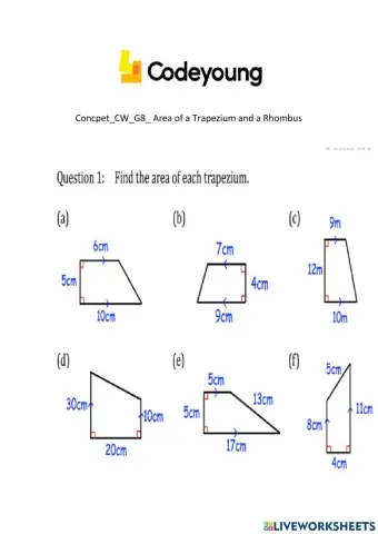 Concpet-CW-G8- Area of a Trapezium and a Rhombus