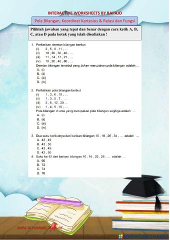 Pola Bilangan, Koordinat Kartesius, & Relasi dan Fungsi