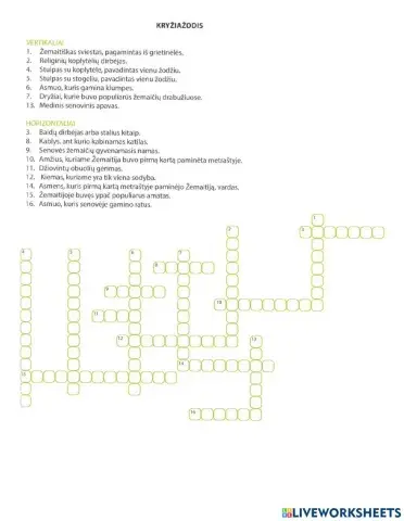 Kryžiažodis 8 kl. Žemaitija