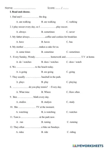 Present simple and present continuous