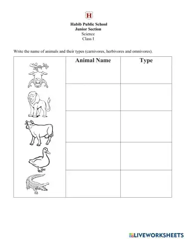 Science-Sorting Animals