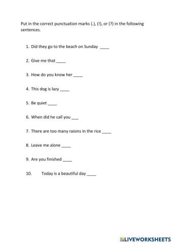 Ending punctuation marks