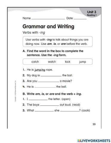 Present continous +ing