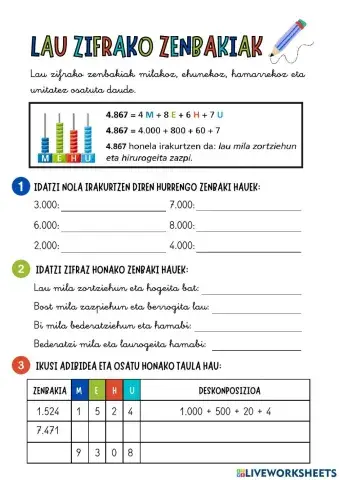 Lau zifrako zenbakiak