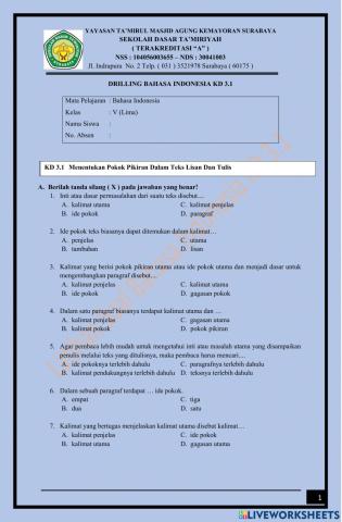 Bahasa Indonesia KD 3.1 kelas 5