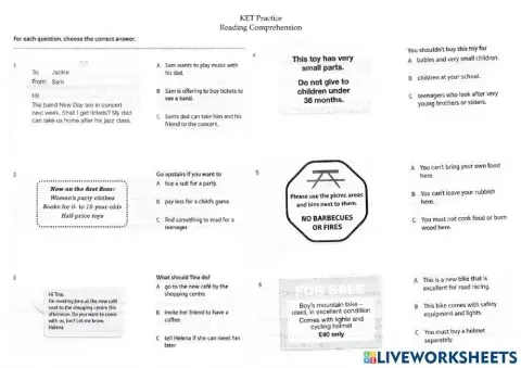 Reading Comprehension A2