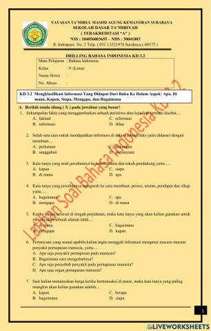 Bahasa Indonesia KD 3.2 Kelas 5